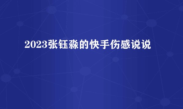 2023张钰淼的快手伤感说说
