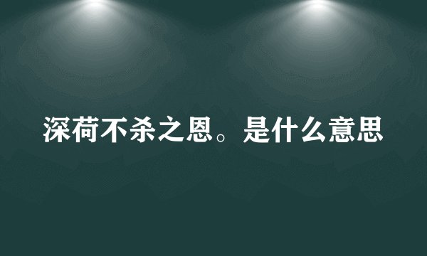 深荷不杀之恩。是什么意思