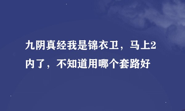 九阴真经我是锦衣卫，马上2内了，不知道用哪个套路好