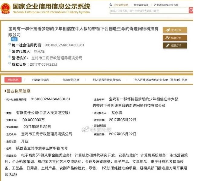 宝鸡有一群怀揣着梦想的少年是什么公司？