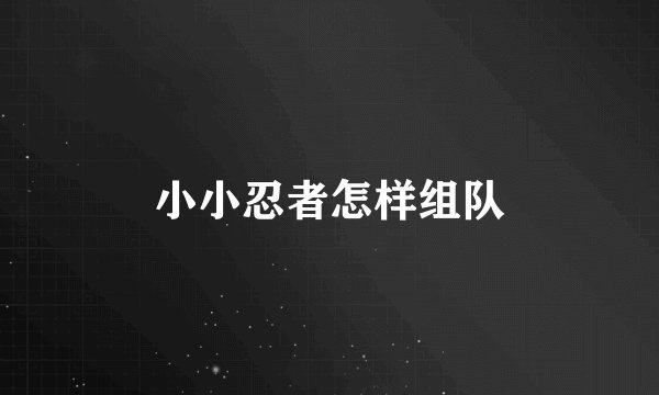 小小忍者怎样组队