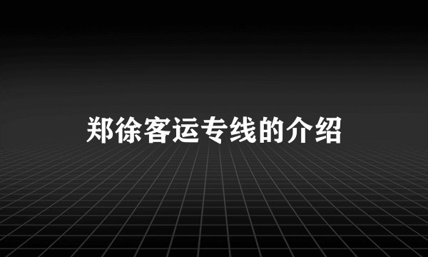 郑徐客运专线的介绍