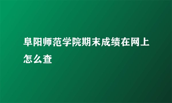 阜阳师范学院期末成绩在网上怎么查