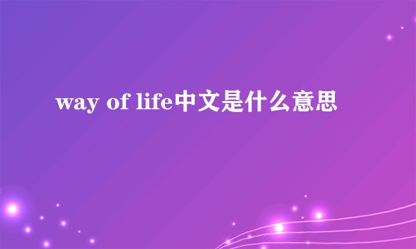 way of life中文是什么意思