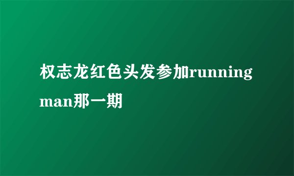 权志龙红色头发参加running man那一期