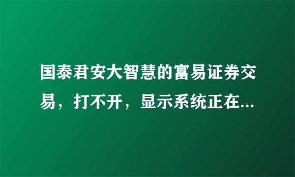 国泰君安大智慧的富易证券交易，打不开，显示系统正在初始化，然后就在没反应。怎么办？