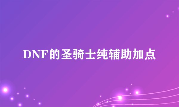 DNF的圣骑士纯辅助加点
