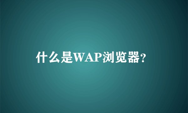 什么是WAP浏览器？