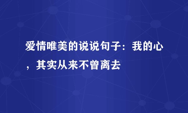 爱情唯美的说说句子：我的心，其实从来不曾离去