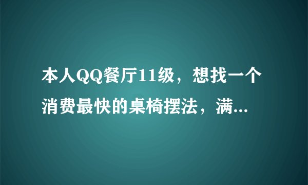 本人QQ餐厅11级，想找一个消费最快的桌椅摆法，满菜的情况下，最少要几个小时吃完？？请附图片