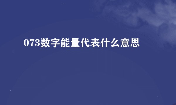 073数字能量代表什么意思