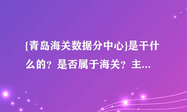 {青岛海关数据分中心}是干什么的？是否属于海关？主要职能是什么？