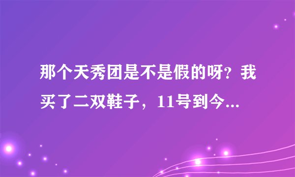 那个天秀团是不是假的呀？我买了二双鞋子，11号到今天15号了没点动静，难道是骗人的？
