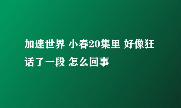 加速世界 小春20集里 好像狂话了一段 怎么回事
