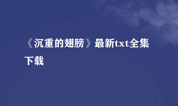 《沉重的翅膀》最新txt全集下载