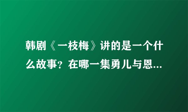韩剧《一枝梅》讲的是一个什么故事？在哪一集勇儿与恩彩再次重逢呀？