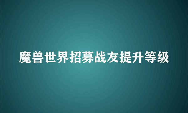 魔兽世界招募战友提升等级