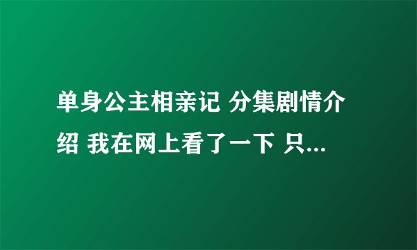 单身公主相亲记 分集剧情介绍 我在网上看了一下 只有前18集的介绍 谁帮我把后面的剧情介绍一下