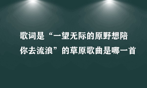 歌词是“一望无际的原野想陪你去流浪”的草原歌曲是哪一首