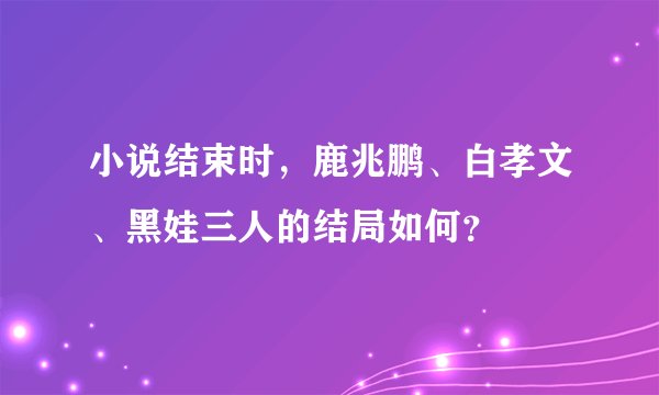 小说结束时，鹿兆鹏、白孝文、黑娃三人的结局如何？