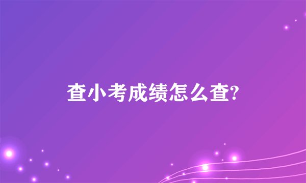 查小考成绩怎么查?