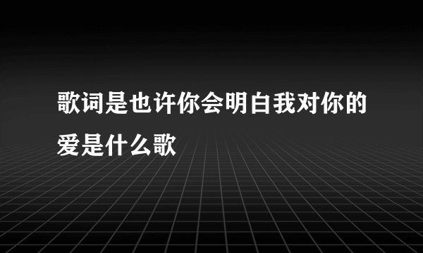 歌词是也许你会明白我对你的爱是什么歌