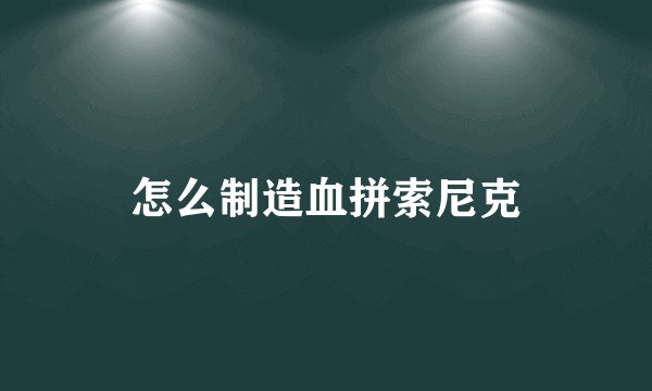怎么制造血拼索尼克