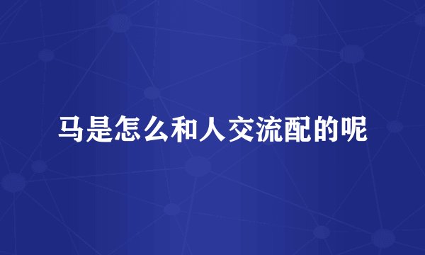 马是怎么和人交流配的呢
