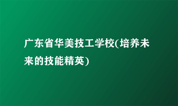 广东省华美技工学校(培养未来的技能精英)