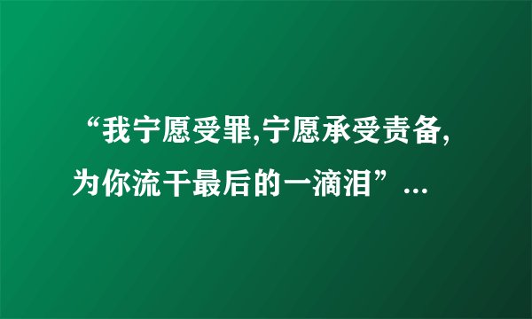“我宁愿受罪,宁愿承受责备,为你流干最后的一滴泪”是电视剧滴血危情中一首歌的歌词，请问歌名叫什么