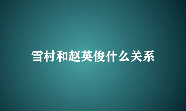 雪村和赵英俊什么关系