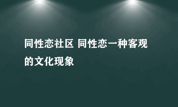 同性恋社区 同性恋一种客观的文化现象