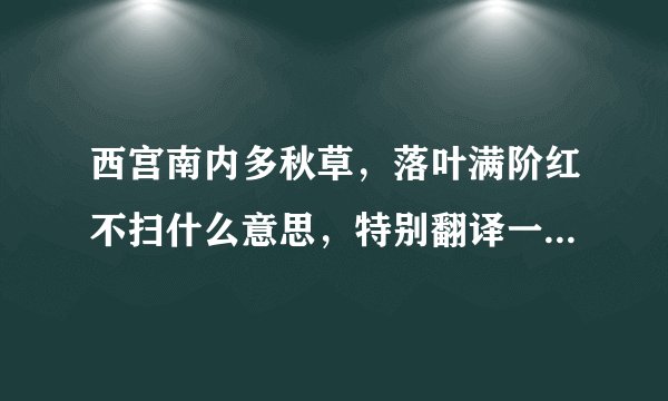 西宫南内多秋草，落叶满阶红不扫什么意思，特别翻译一下“西宫南内”，谢谢~
