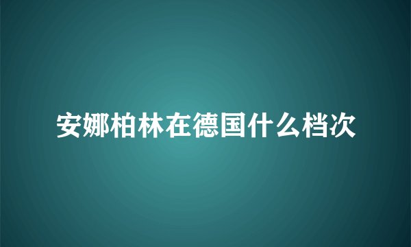 安娜柏林在德国什么档次