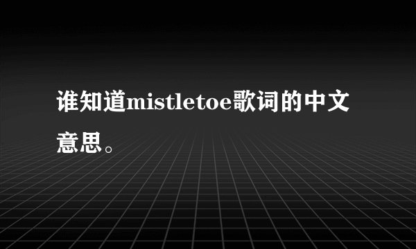 谁知道mistletoe歌词的中文意思。