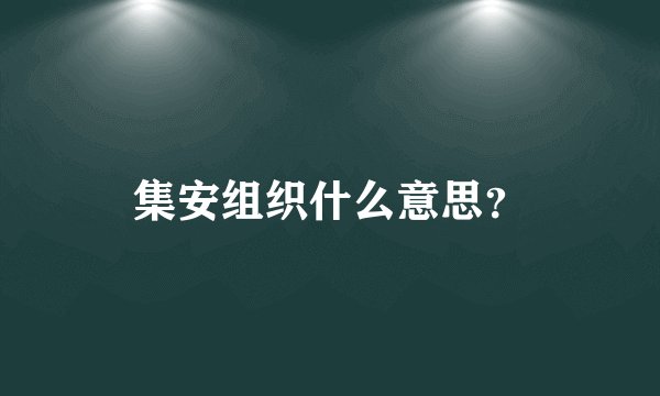 集安组织什么意思？