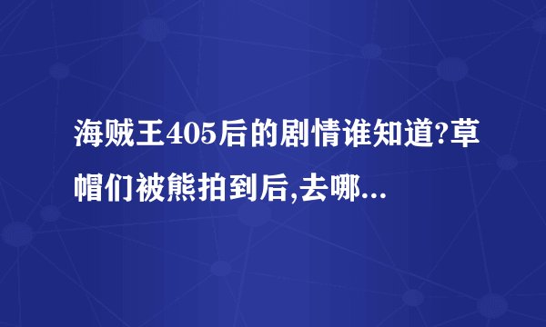 海贼王405后的剧情谁知道?草帽们被熊拍到后,去哪了,他们还会在一起吗?后面的剧情是怎么样的,谁能告诉我