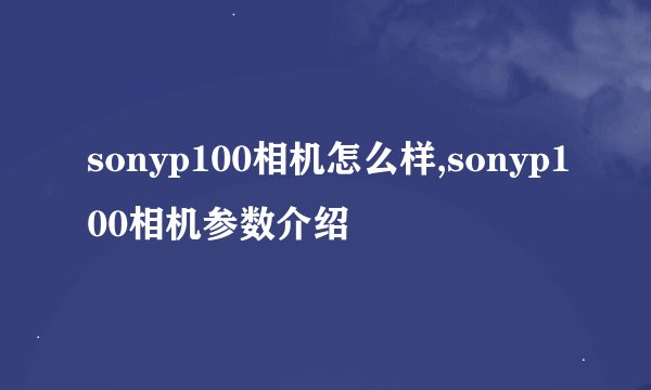 sonyp100相机怎么样,sonyp100相机参数介绍