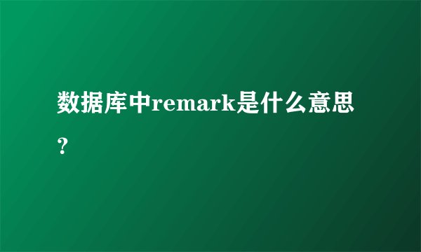 数据库中remark是什么意思？