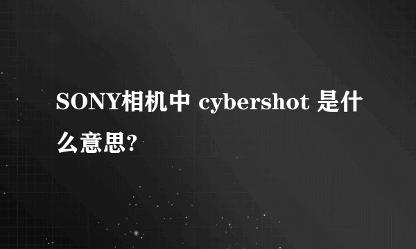 SONY相机中 cybershot 是什么意思?