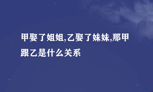 甲娶了姐姐,乙娶了妹妹,那甲跟乙是什么关系