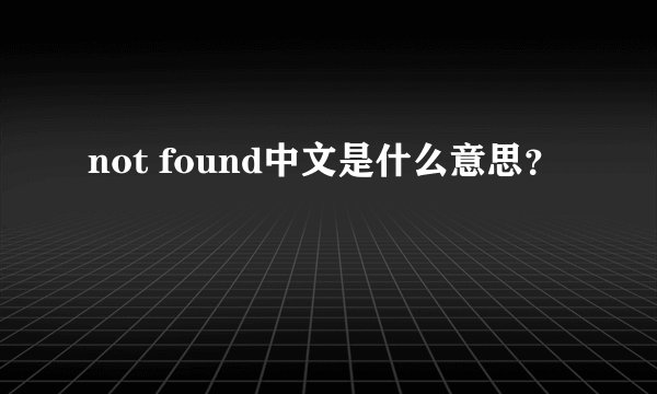 not found中文是什么意思？