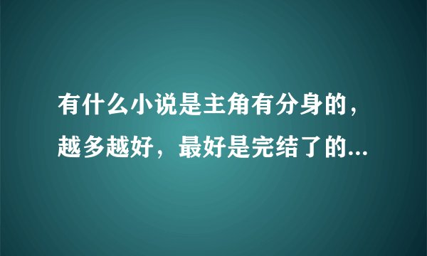 有什么小说是主角有分身的，越多越好，最好是完结了的。拜托了各位 谢谢
