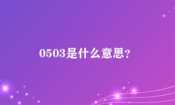 0503是什么意思？