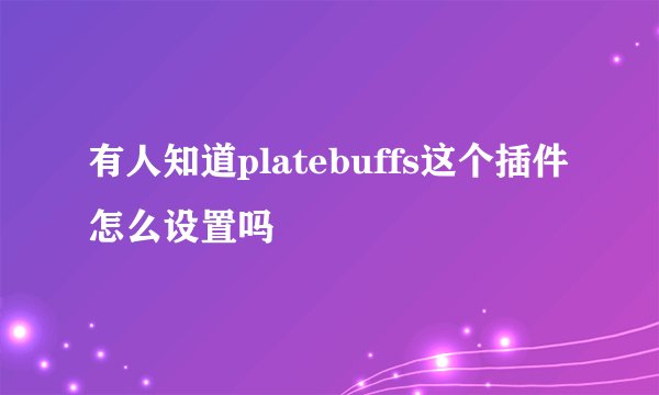有人知道platebuffs这个插件怎么设置吗