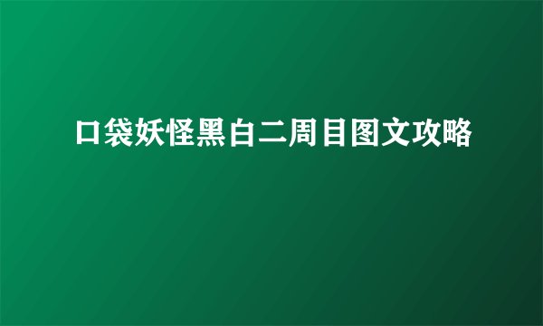 口袋妖怪黑白二周目图文攻略