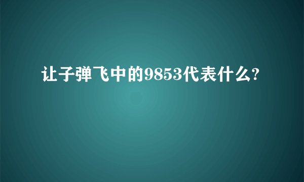 让子弹飞中的9853代表什么?