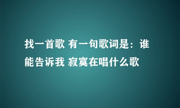 找一首歌 有一句歌词是：谁能告诉我 寂寞在唱什么歌