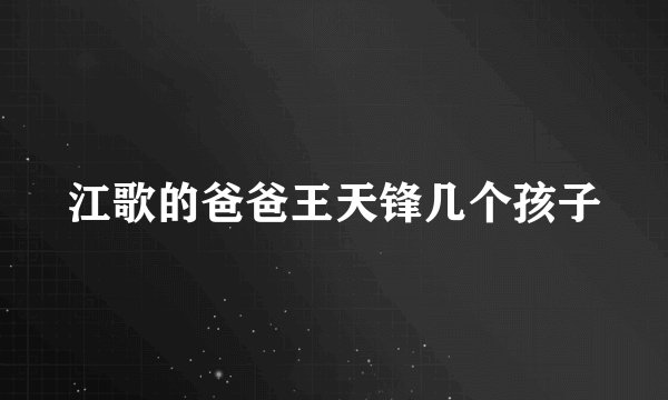 江歌的爸爸王天锋几个孩子