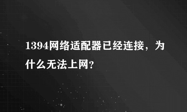 1394网络适配器已经连接，为什么无法上网？